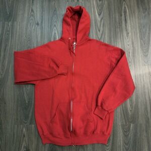 Vintage Jerzees Zip Up Hoodie Jacket Size XXL Made In USA Red Streetwear Hooded